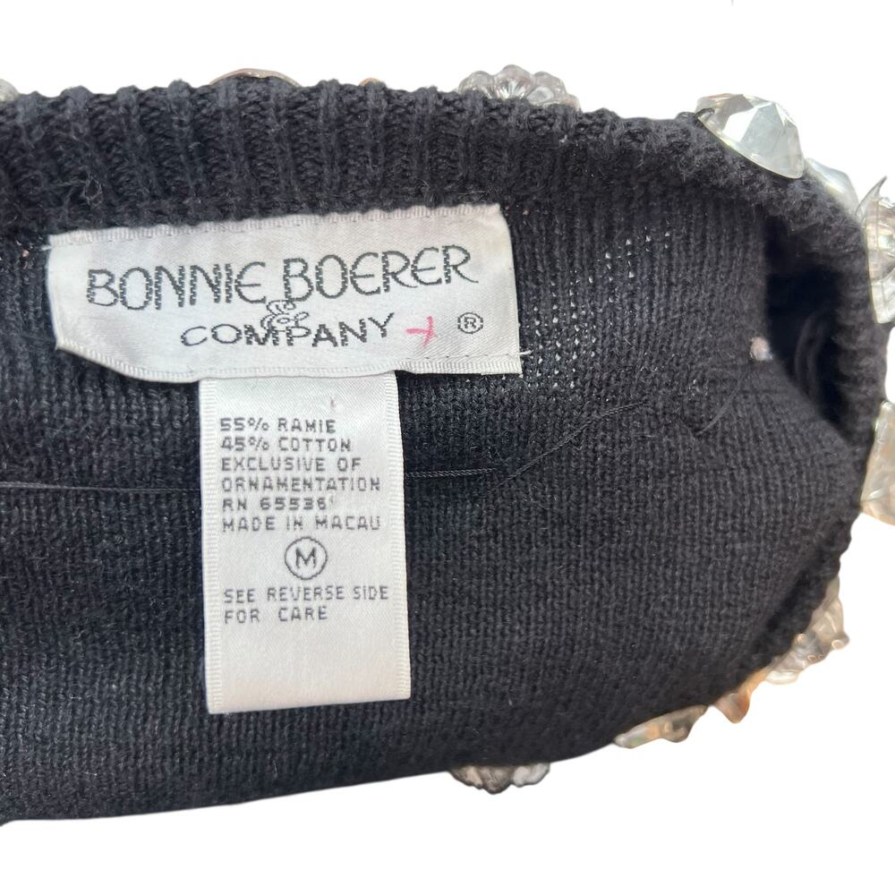 Bonnie Boerer Vintage Sweater Crystal‎ Embellishments Black Size Medium - Picture 9 of 10